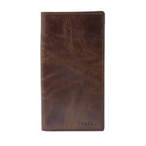 Fossil Men's Derrick Leather Executive Checkbook Wallet, Dark Brown, (Model: ML3683201)