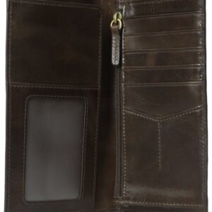 Fossil Men's Derrick Leather Executive Checkbook Wallet, Dark Brown, (Model: ML3683201)