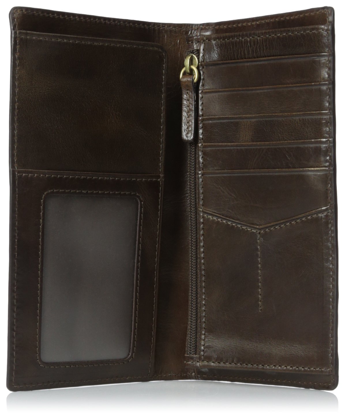 Fossil Men's Derrick Leather Executive Checkbook Wallet, Dark Brown, (Model: ML3683201)