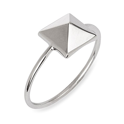 Beaux Bijoux Sterling Silver Dainty Pyramid Style Square Ring (Size 7)