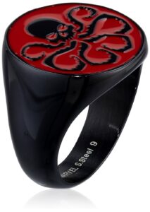 marvel comics men's stainless steel enamel hydra ring, size 10