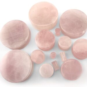 Urban Body Jewelry 1 Pair of 3/4" Gauge (19mm) Rose Quartz Stone Plugs - Double Flare