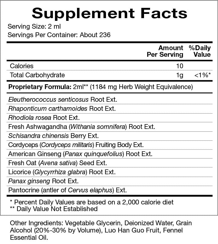 Natura Health Products Power Adapt Supplement - Deep Adrenal and Endocrine Support - Featuring Ashwagandha, Ginseng, Rhodiola Rosea Root Ext. and Cordyceps (16 fluid oz)