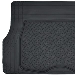 Motor Trend FlexTough Performance All Weather Rubber Car Mats with Cargo Liner - Full Set Front & Rear Floor Mats for Cars Truck SUV, Automotive Floor Mats (Black)