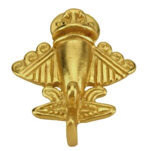 Across The Puddle, Ancient Aliens Jewelry Collection, 24k Gold Plated Pre-Columbian Quimbaya Golden Jet-9 / Ancient Aircraft-9 / Golden Flyer-9 Lapel Pin with Military Clutch