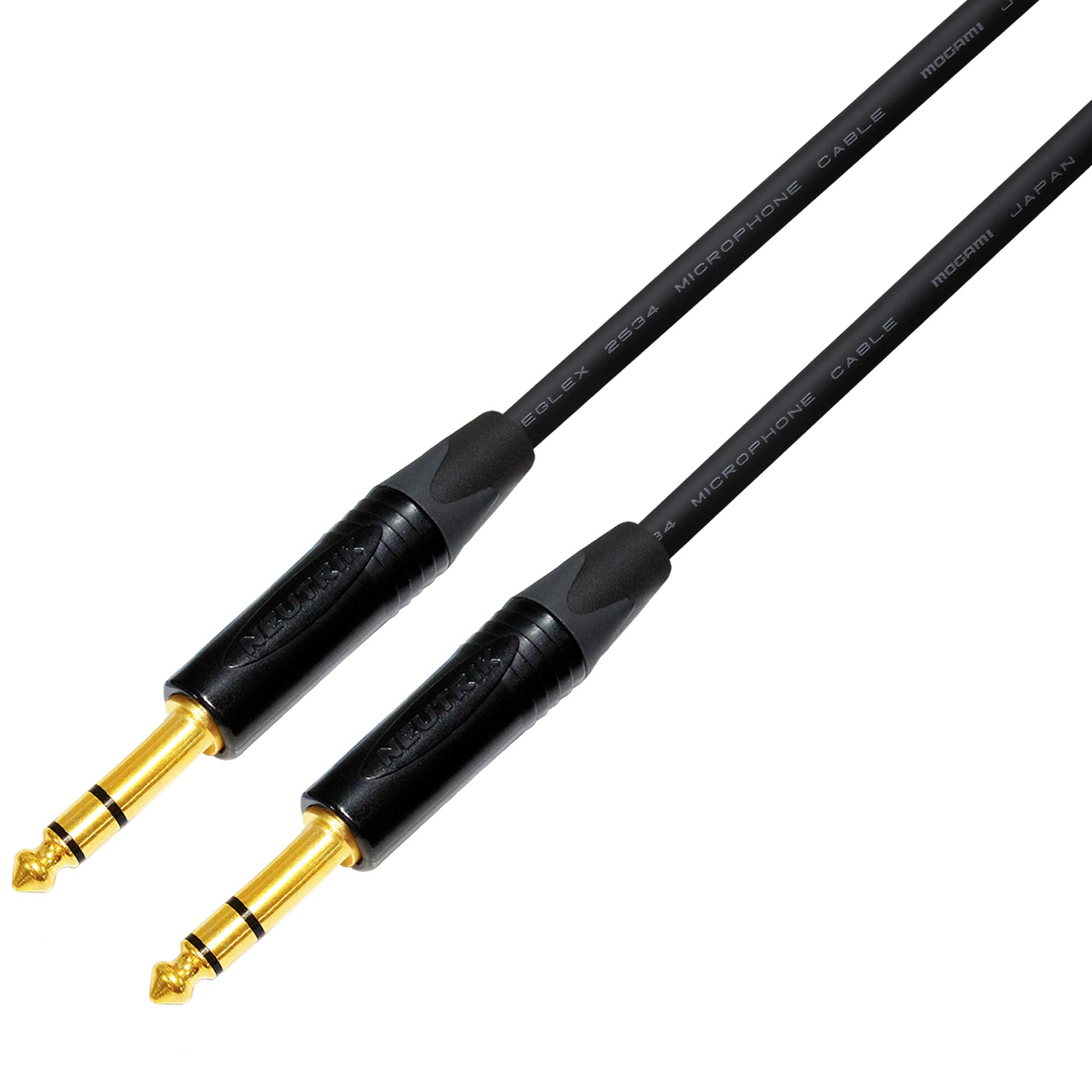 WORLDS BEST CABLES 6 Inch –Quad Balanced Patch Cable CUSTOM MADE using Mogami 2534 wire and Neutrik NP3X-B ¼ Inch (6.35mm) TRS Stereo Phone Plugs