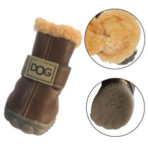 WINSOON Dog Australia Boots Pet Antiskid Shoes Winter Warm Skidproof Sneakers Paw Protectors 4-pcs Set (Size 5, Dark Brown)