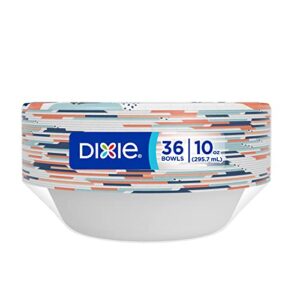 Dixie Small Paper Bowls, 10 Oz, 36 Count, Microwave-Safe, Soak-Proof, Disposable Bowls Great For Snacks, Dessert, And Light Lunch Meals