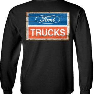 Fair Game Red White Blue Sign Ford Trucks Long Sleeve Shirt Patriotic F150 Truck Logo-Black-XL