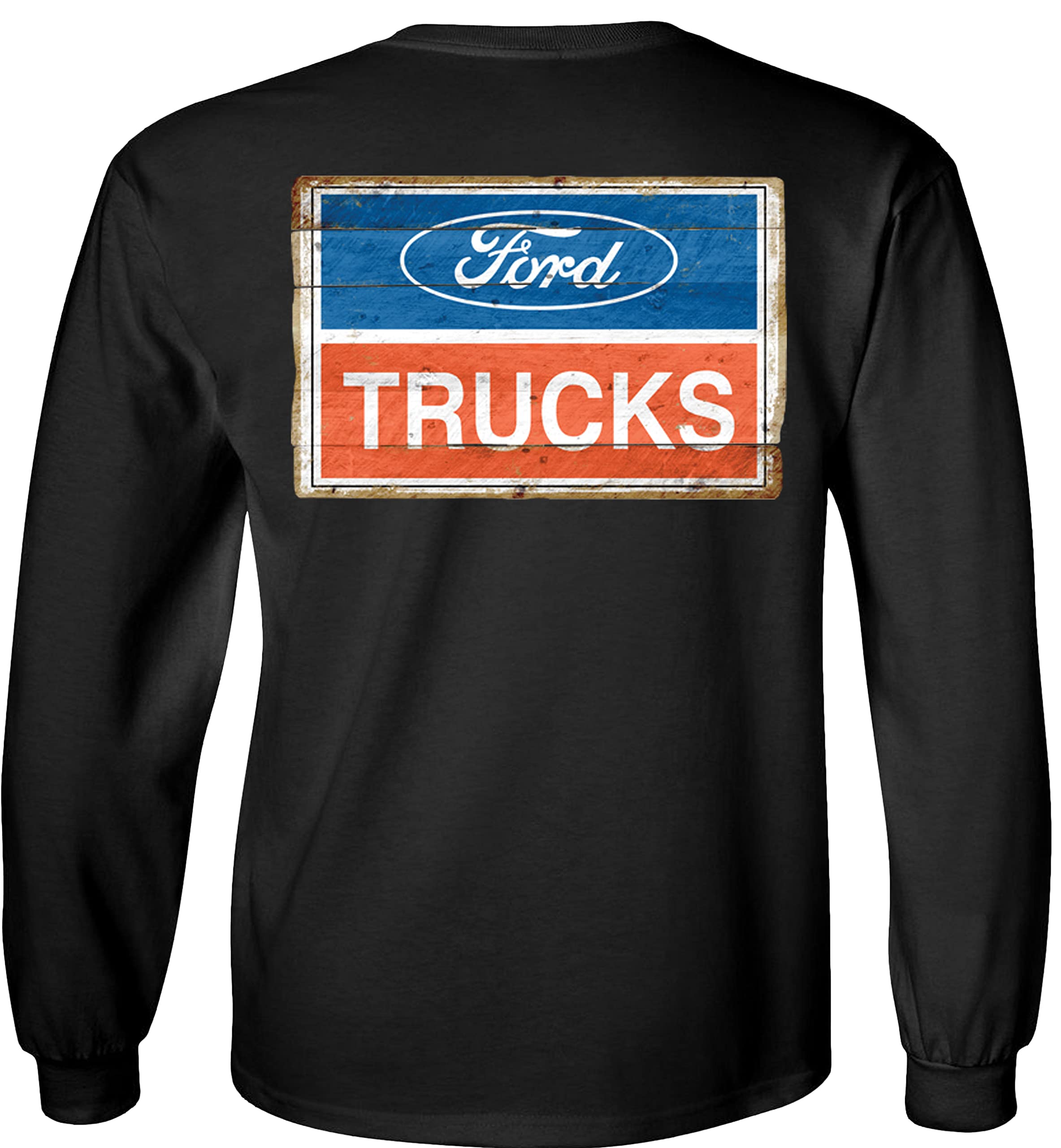 Fair Game Red White Blue Sign Ford Trucks Long Sleeve Shirt Patriotic F150 Truck Logo-Black-XL