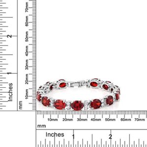 Gem Stone King 40.00 Cttw Red Color Cubic Zirconias CZ Tennis Bracelet for Women | 7 Inch