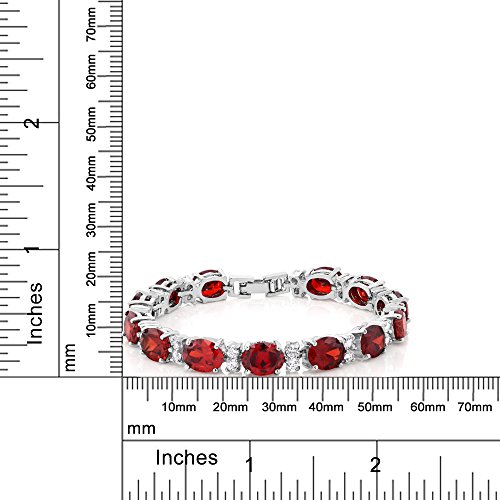 Gem Stone King 40.00 Cttw Red Color Cubic Zirconias CZ Tennis Bracelet for Women | 7 Inch