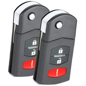 2pcs keyecu replace flip shell remote key case fob 3 button for mazda 3 5 6 rx8 cx5 cx7 cx9,(empty shell only)