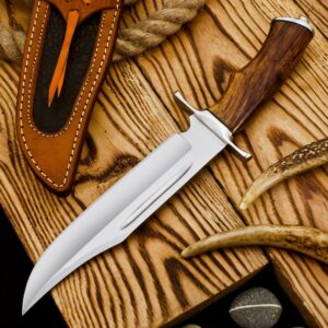 Poshland Handmade Damascus Steel Bowie Hunting Knife with Solid Perfect Grip Handle (Style 1)