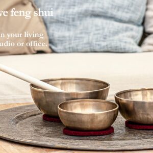 Bronze Singing Bowl with Felt Ring and Cover, Energy Series — MADE IN INDIA — For Meditation, Yoga and Sound Healing Therapy, 2-YEAR WARRANTY