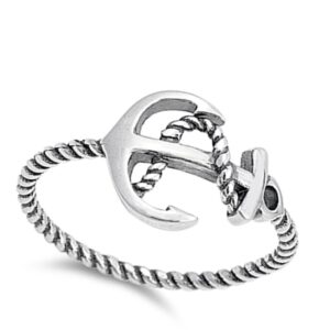 Women's Oxidized Anchor Rope Ring New .925 Sterling Silver Bali Band Size 7