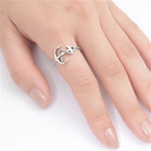 Women's Oxidized Anchor Rope Ring New .925 Sterling Silver Bali Band Size 7