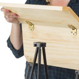 Portable Folding Lectern, Angled Top, Carrying Bag (Birch Wood and Metal)