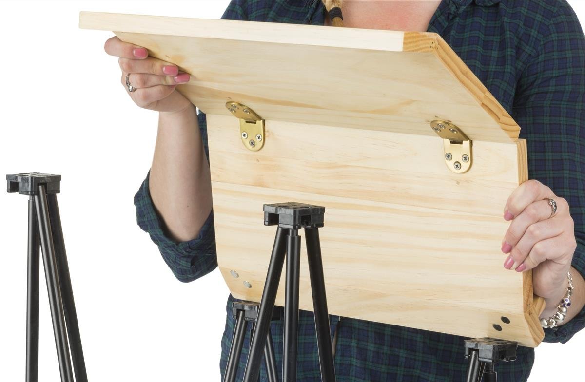 Portable Folding Lectern, Angled Top, Carrying Bag (Birch Wood and Metal)