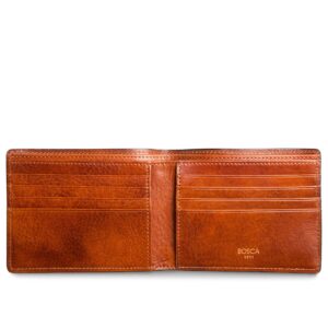 Bosca Men's Wallet, Dolce Leather 8-Pocket Deluxe Executive Wallet, Amber