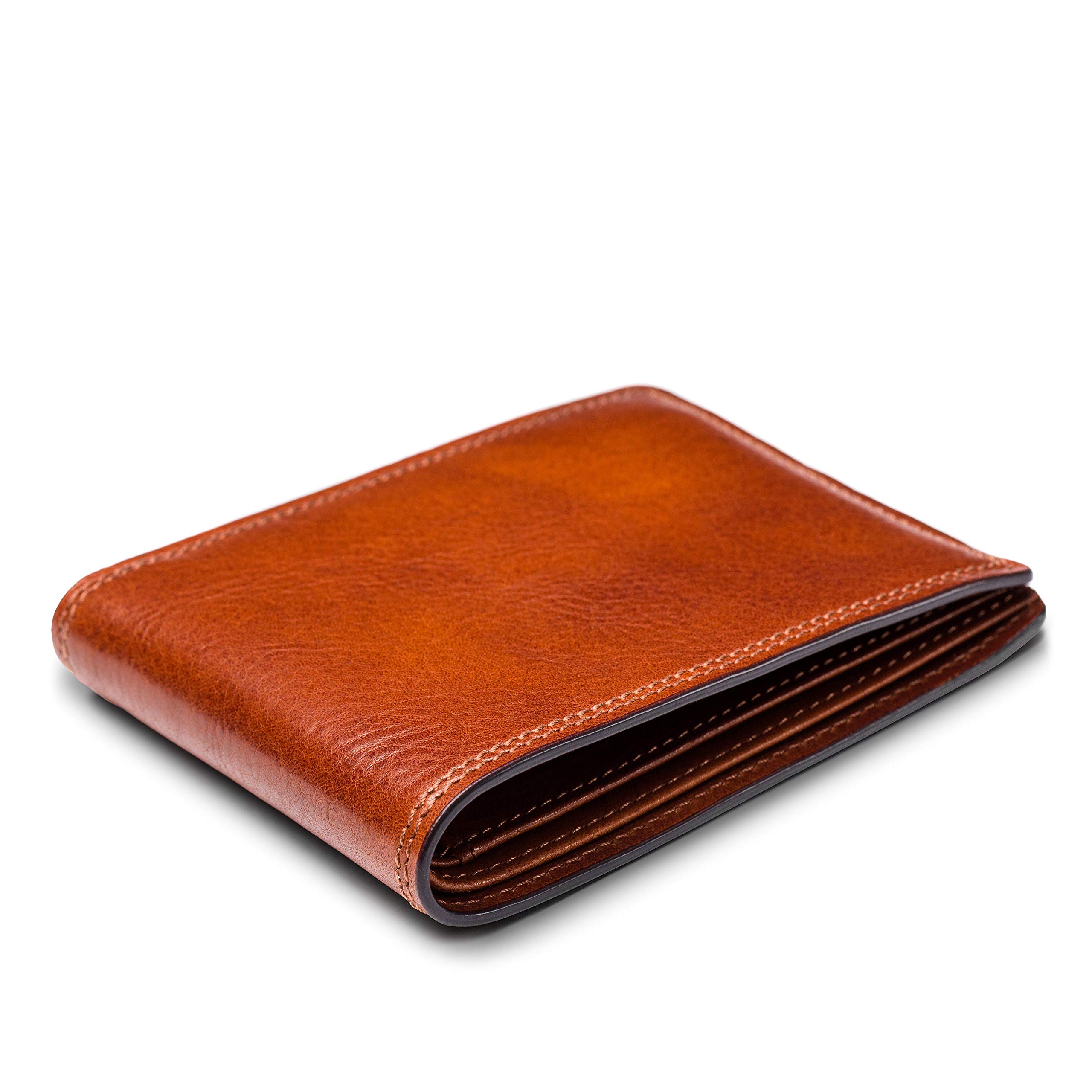 Bosca Men's Wallet, Dolce Leather 8-Pocket Deluxe Executive Wallet, Amber