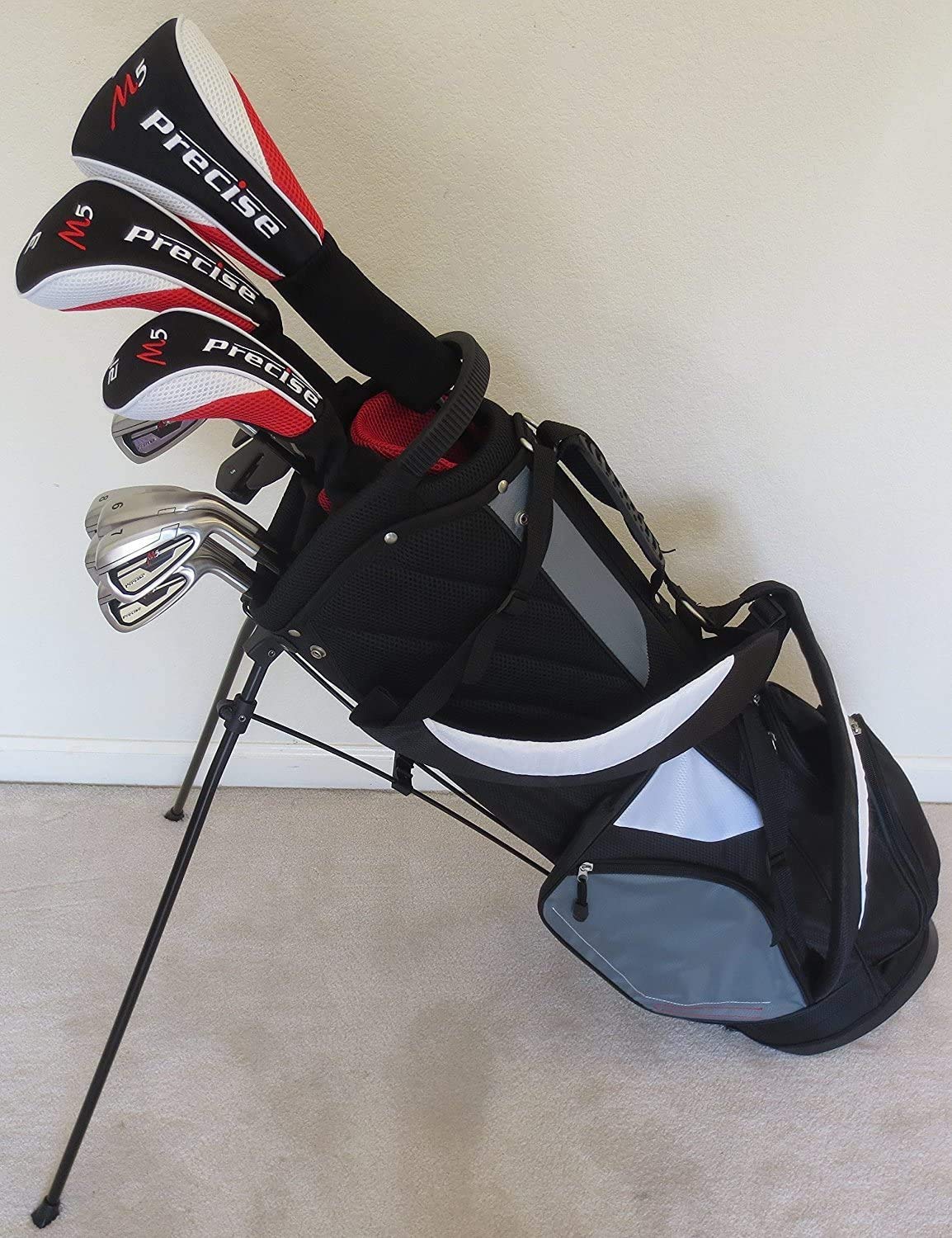 Tall Mens Golf Set Complete Driver, Fairway Wood, Hybrid, Irons, Putter, Stand Bag Clubs +1" Length All Graphite