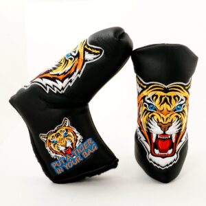 tiger golf headcover for blade putter, black, golf head cover