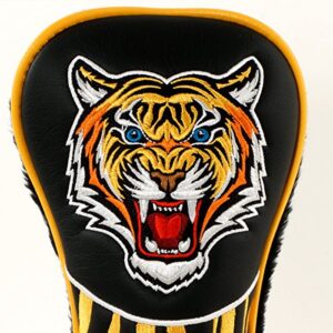 Tiger Retro Style Fairway Metal Woods Headcover, Black, Golf Head Cover