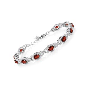 gem stone king 925 sterling silver red garnet tennis bracelet for women (9.87 cttw, gemstone birthstone, 7 inch with 1 inch extender)