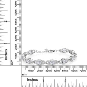 Gem Stone King 10.20 Cttw Oval White Topaz Tennis Bracelet For Women In 925 Sterling Silver | Gemstone Birthstone | Oval 6X4MM | 7 inch With 1 Inch Extender