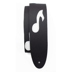 perri's leathers, the famous collection, guitar strap, music notes themed, leather, adjustable for electric/acoustic/bass guitars, anti-slip, 41" to 56" inches, compatible with all lock systems, black