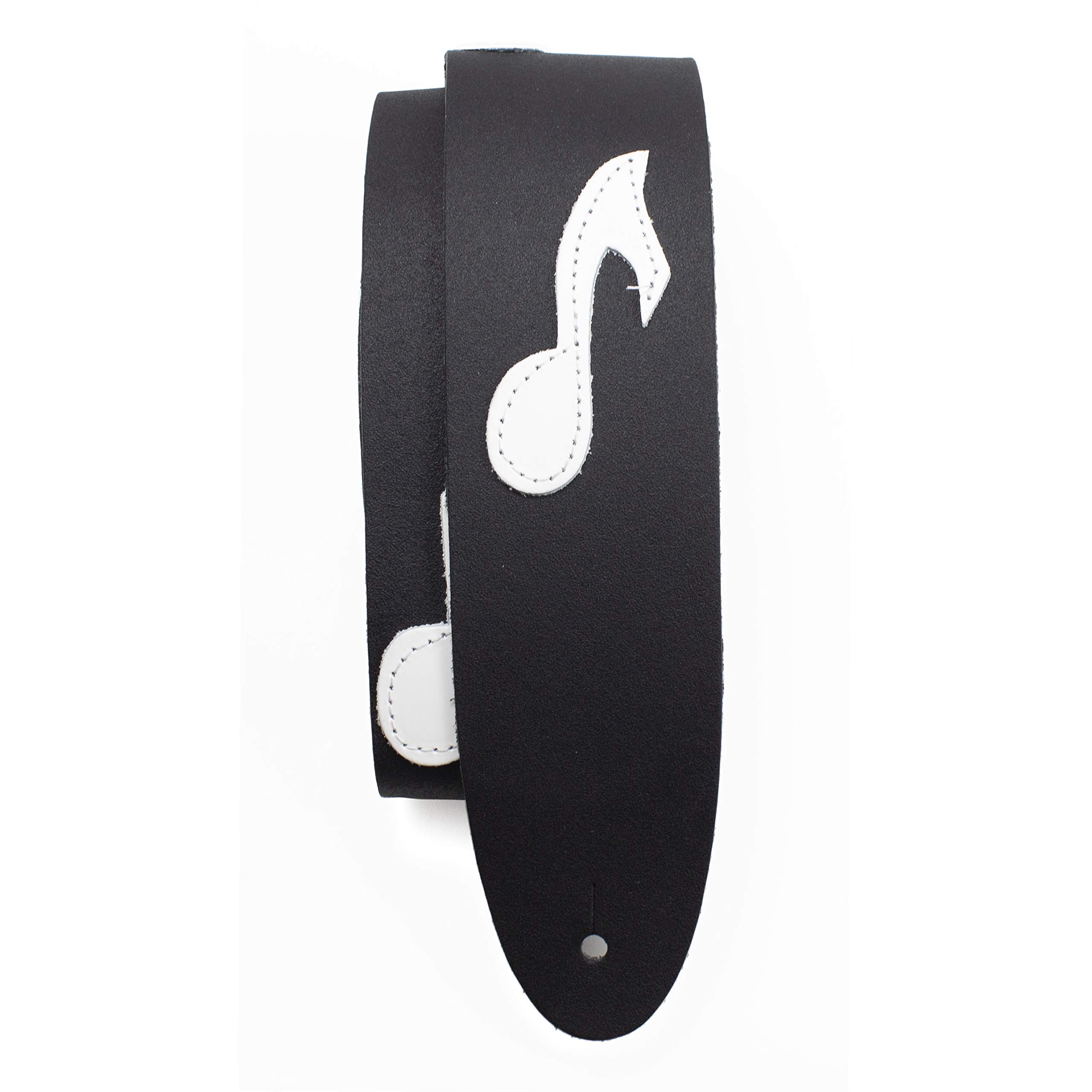 Perri's Leathers, The Famous Collection, Guitar Strap, Music Notes Themed, Leather, Adjustable for Electric/Acoustic/Bass Guitars, Anti-Slip, 41" to 56" Inches, Compatible with All Lock Systems, Black