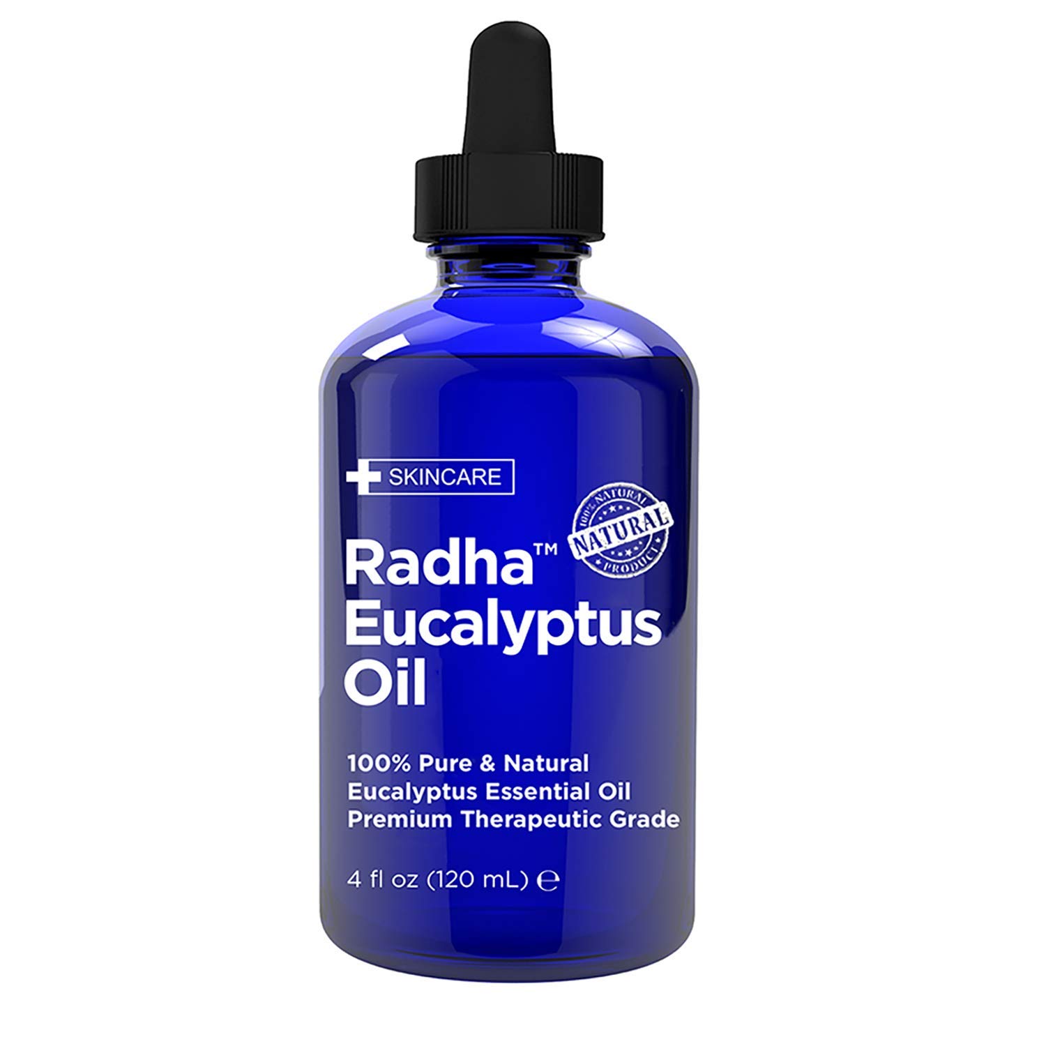 Radha Beauty Eucalyptus Essential Oil 4 oz - 100% Pure & Therapeutic Grade, Steam Distilled for Aromatherapy, Relaxation, Shower, Sauna, Bath, Steam Room and other DIY Projects.