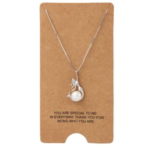 wristchie womens jewelry 925 sterling silver and freshwater-cultured pearl mermaid pendant necklace 18+2" (silver) (silver)