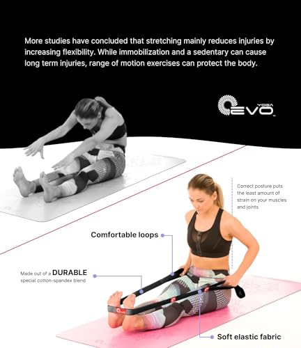 YOGA EVO Exercise Band with Loops for Physical Therapy Yoga, Exercise and Flexibility Elastic Fitness Stretch Band + Exercise Instructions & Carry Bag