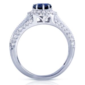 Kobelli Vintage Style Sapphire & Diamond Engagement Ring 1 Carat (ctw) in 14k White Gold, Size 9.5