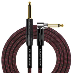 KIRLIN Cable IWB-202BFGL-10/BR 10-Feet Premium Plus Instrument Cable, Black/Red Woven Jacket