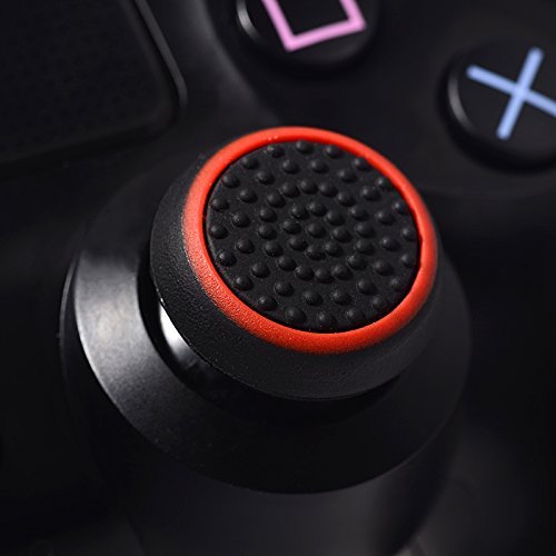 Gametown® 2 Silicone Thumb Grip Stick Cover Caps For Sony PS4 PS3 PS2 Xbox 360 Xbox one Analog Controller Black with Red Edge