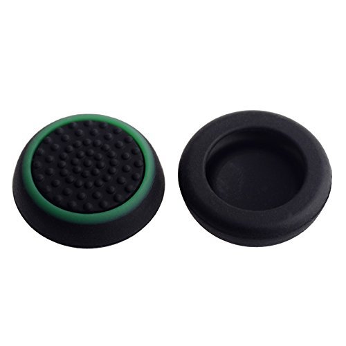 Gametown 2 Silicone Thumb Grip Stick Cover Caps For Sony PS4 PS3 PS2 Xbox 360 Xbox one Analog Controller Black with Green Edge