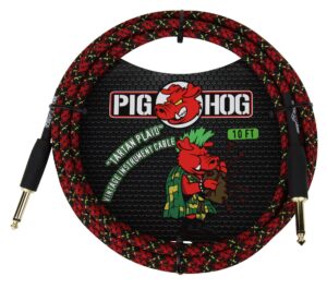 pig hog pch10pl 1/4" to 1/4" tartan plaid guitar instrument cable, 10 feet