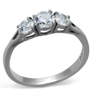 marimor jewelry women's three stone .96 carat zirconia stainless steel anniversary ring size 8