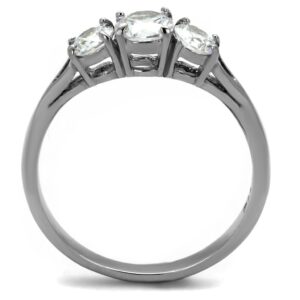 Marimor Jewelry Women's Three Stone .96 Carat Zirconia Stainless Steel Anniversary Ring Size 8