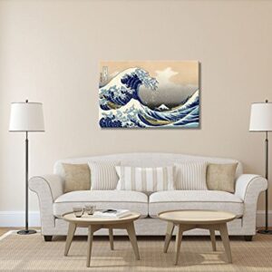 wall26 - The Great Wave Off Kanagawa by Hokusai - Canvas Art Wall Decor- 24"x36"