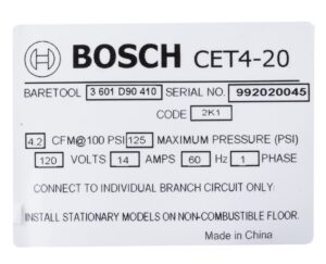 bosch parts 1619p05964 nameplate / 4 gal