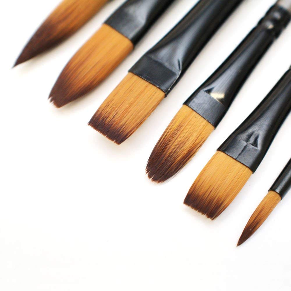 Mont Marte Gallery Series Acrylic Brush Set, 6 Piece. Selection of Synthetic Hair Paint Brushes Suitable for Acrylic Painting