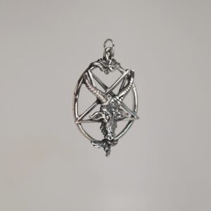 Real Metal Sterling Silver Baphomet Satanic Goat Head Inverted Pentacle Pentagram Pendant