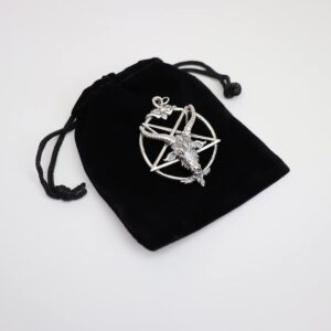 Real Metal Sterling Silver Baphomet Satanic Goat Head Inverted Pentacle Pentagram Pendant