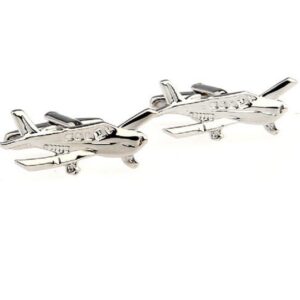 MRCUFF Airplane Plane Cessna Pilot Pair of Cufflinks in a Presentation Gift Box & Polishing Cloth