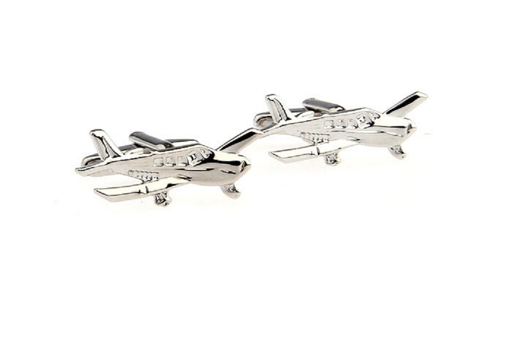 MRCUFF Airplane Plane Cessna Pilot Pair of Cufflinks in a Presentation Gift Box & Polishing Cloth