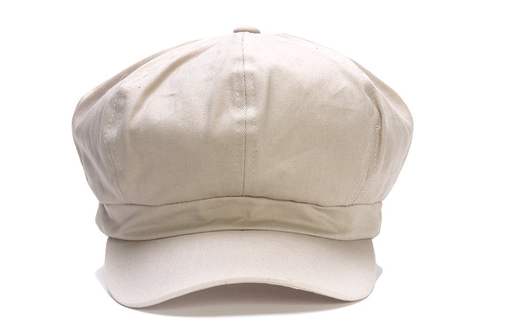 Cotton Elastic Newsboy Cap - Stone